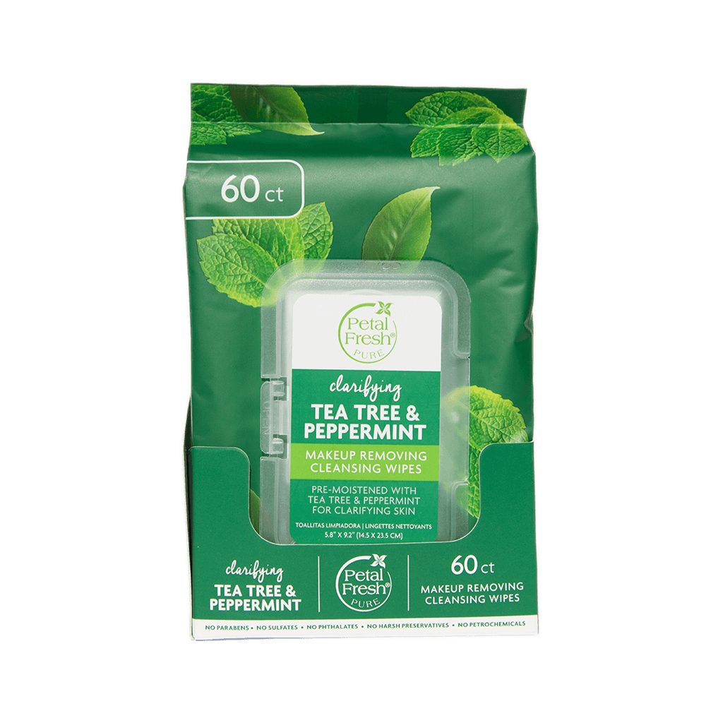 Petal Fresh Clarifying Makeup Removing Cleansing Wet Wipes Tea Tree & Peppermint