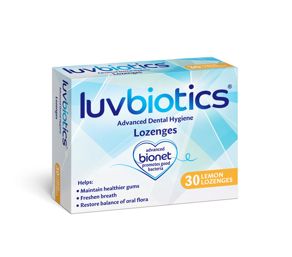 Luvbiotics® Lozenges with Probiotics, Xylitol & Aloe Vera Promotes Good Bacteria for Fresh Breath, Healthy Gums and Cavity Protection. Lemon Flavour, Pack of 30