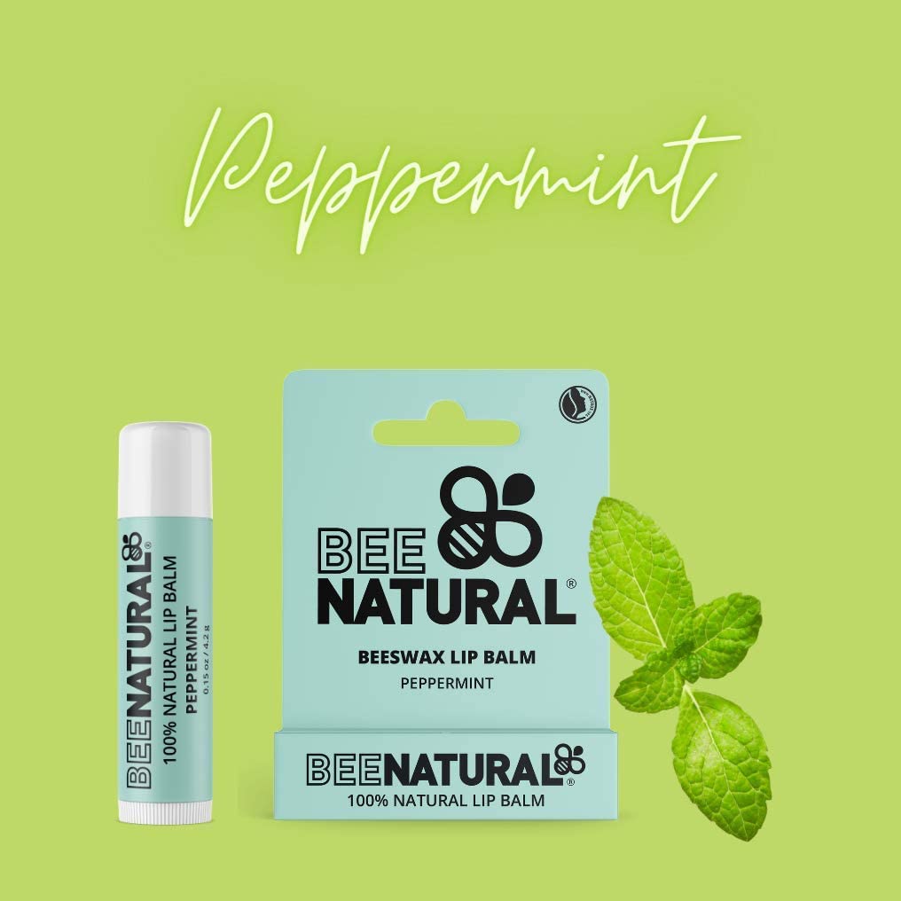 Bee Natural - 100% Natural Moisturising Lip Balm, Peppermint -4.2g