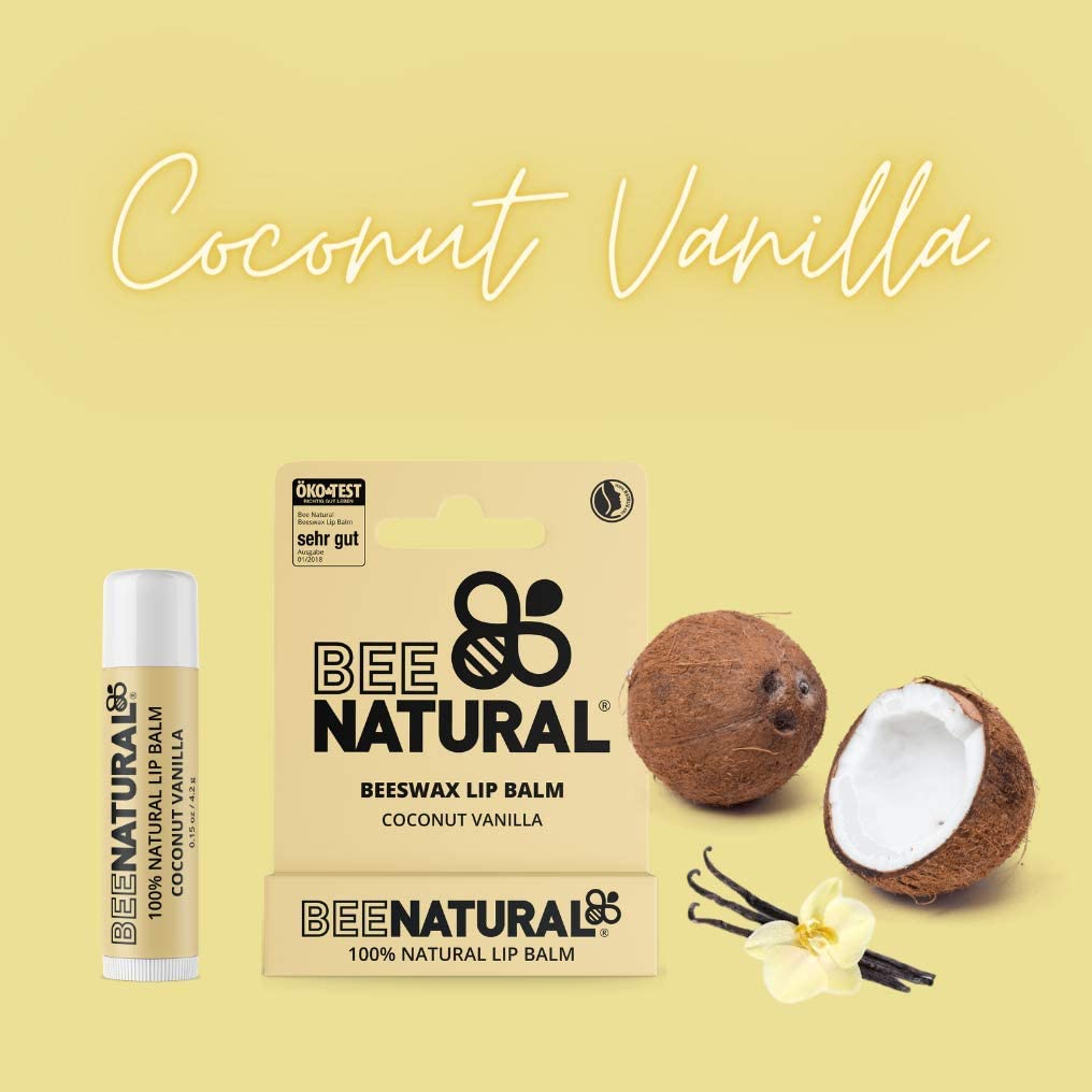 Bee Natural - 100% Natural Moisturising Lip Balm, Coconut Vanilla-4.2g