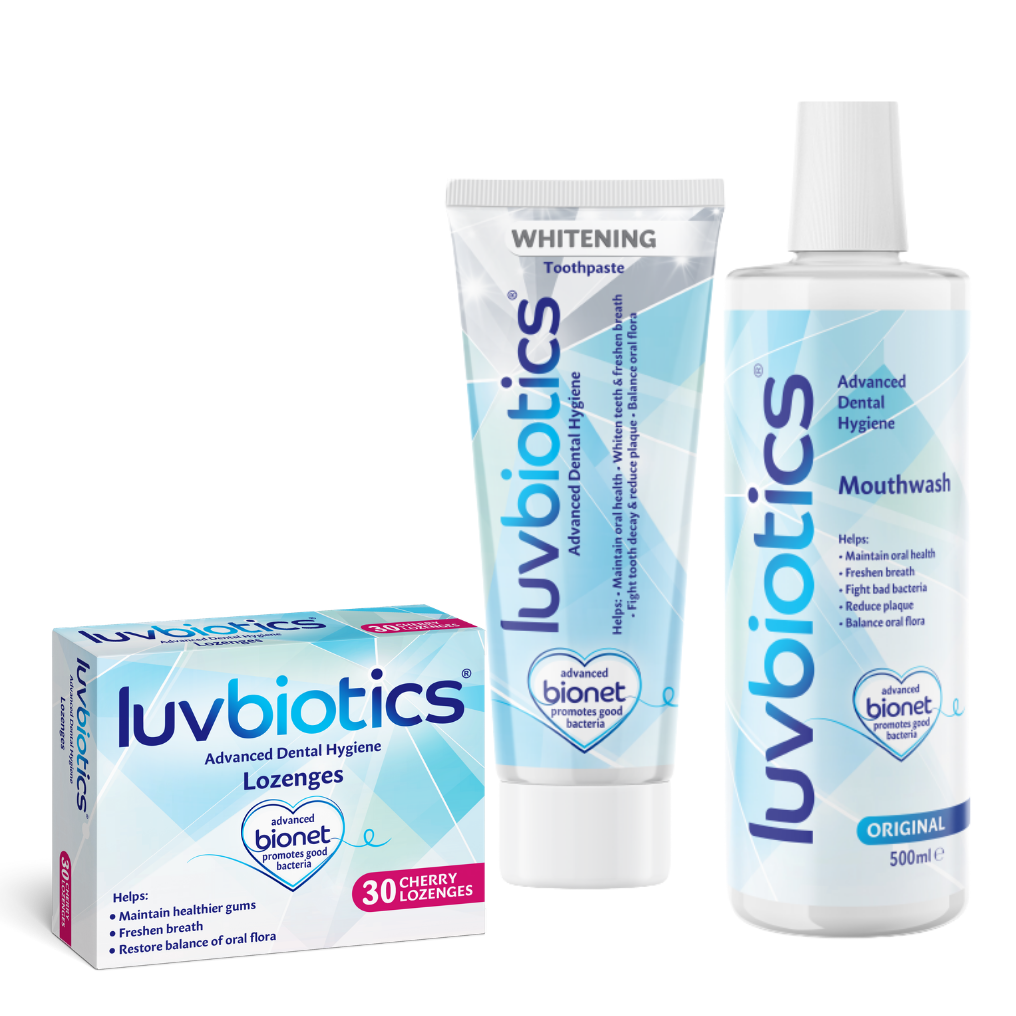 Luvbiotics Advanced Dental Hygiene With Probiotics Whitening Kit with Cherry Lozenges