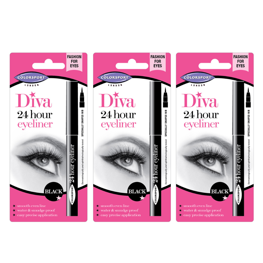 Diva 24 Hour Eyeliner BLACK- 3 Pack