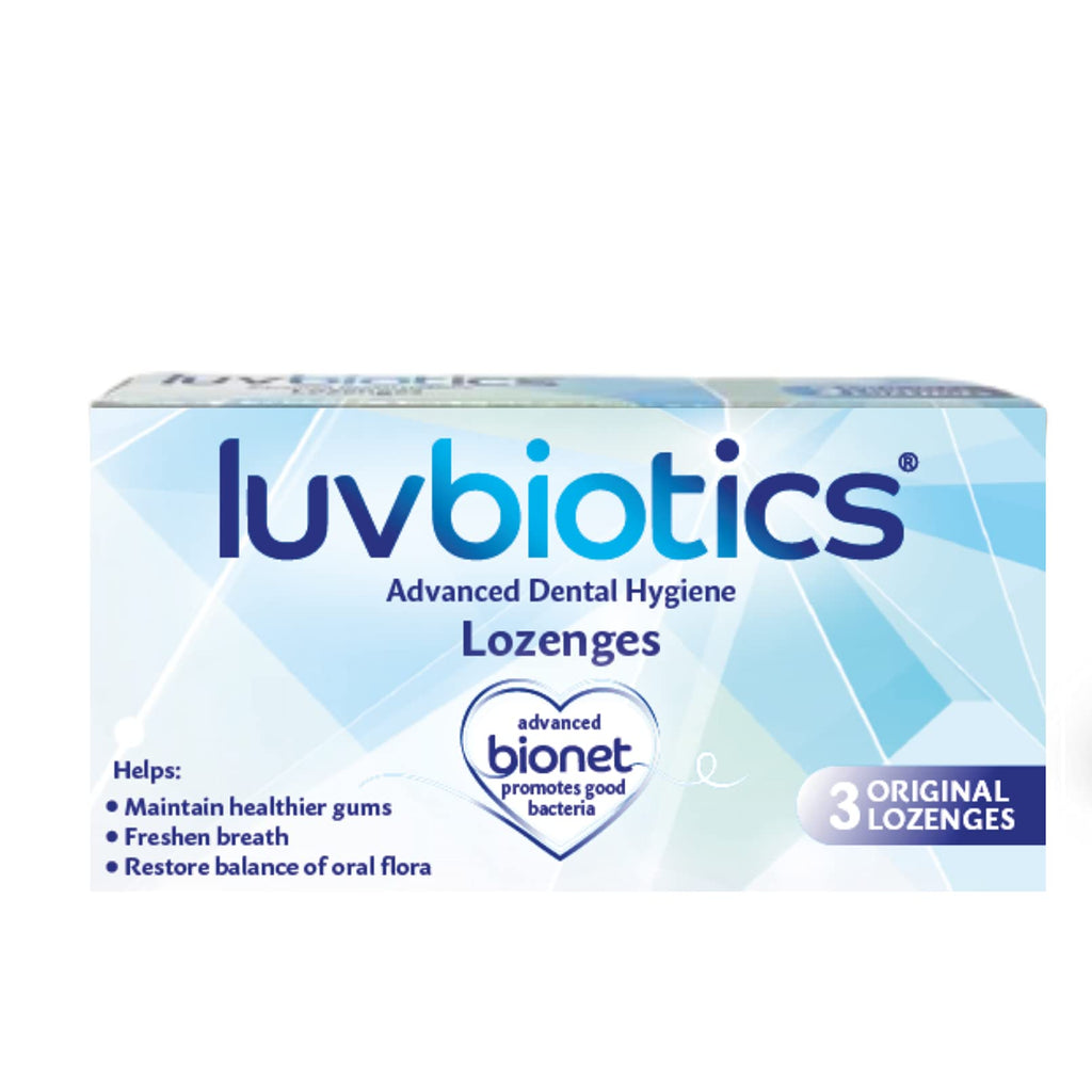 LUVBIOTICS Original Dental Lozenges with Probiotics & Xylitol and Aloe Vera - 3pc per Pack - Travel Pack