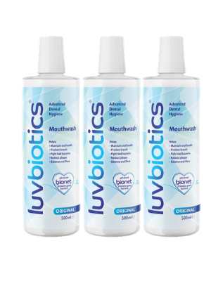 Luvbiotics Advanced Dental Hygiene with Probiotics Original Mouthwash, 500 ml Pack of 3