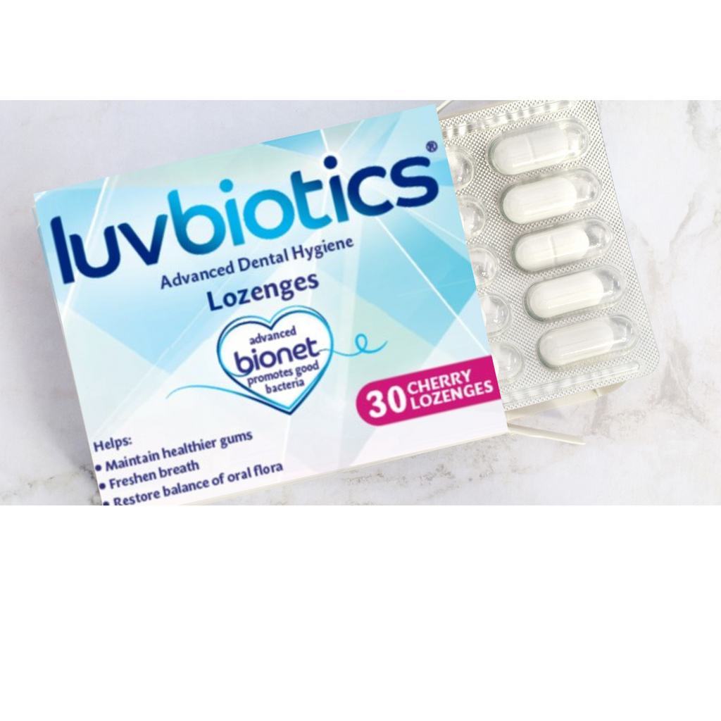 Luvbiotics Advanced Dental Hygiene Cherry Lozenges with Probiotics for Healthy Gums, Fresh Breath and Cavity Protection, Pack of 30