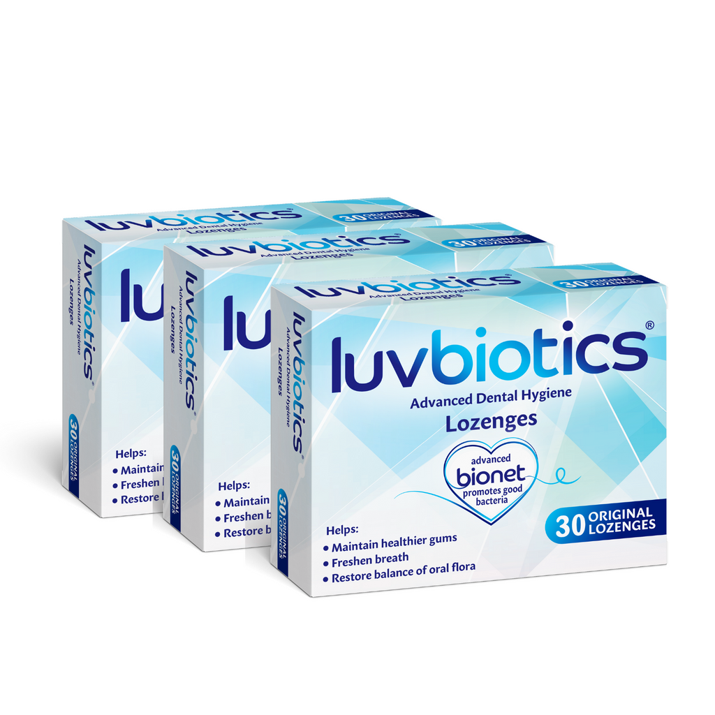 Luvbiotics Original Lozenges with Probiotics for Healthy Gums, Fresh Breath and Cavity Protection, 3 Packs of 30