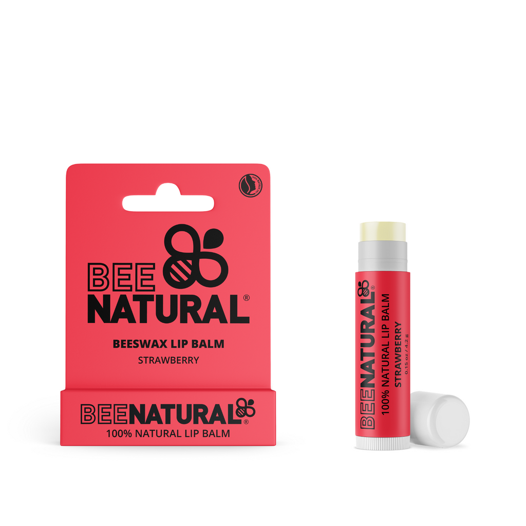 Bee Natural - 100% Natural Moisturising Lip Balm, Strawberry -4.2g
