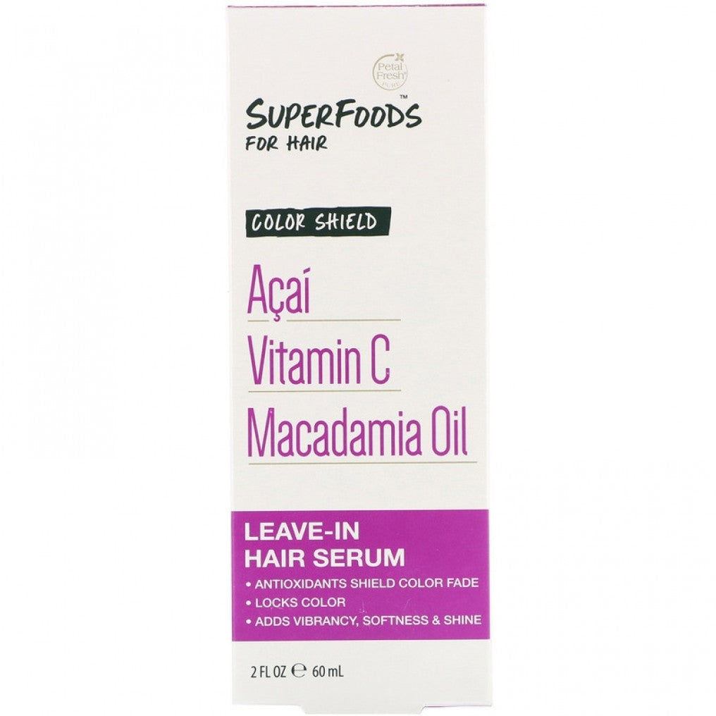 Petal Fresh - Pure, SuperFoods for Hair, Color Shield Leave-In Hair Serum, Acai, Vitamin C & Macadamia Oil, 2 fl oz (60 ml)